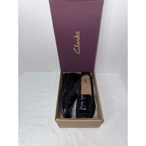 Clarks Black Patent Croc-Embossed Loafers